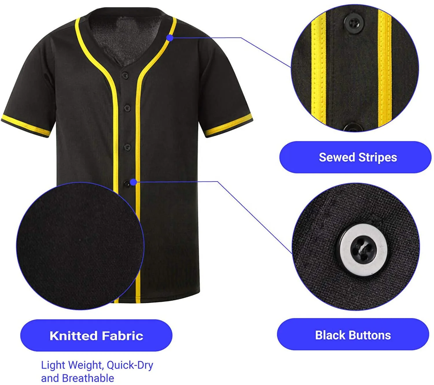 Wholesale Men Button Down Blank Baseball Tees Shirts Sports Baseball Shirt Jersey Custom Embroidery Uniforms Men Baseball Shirt