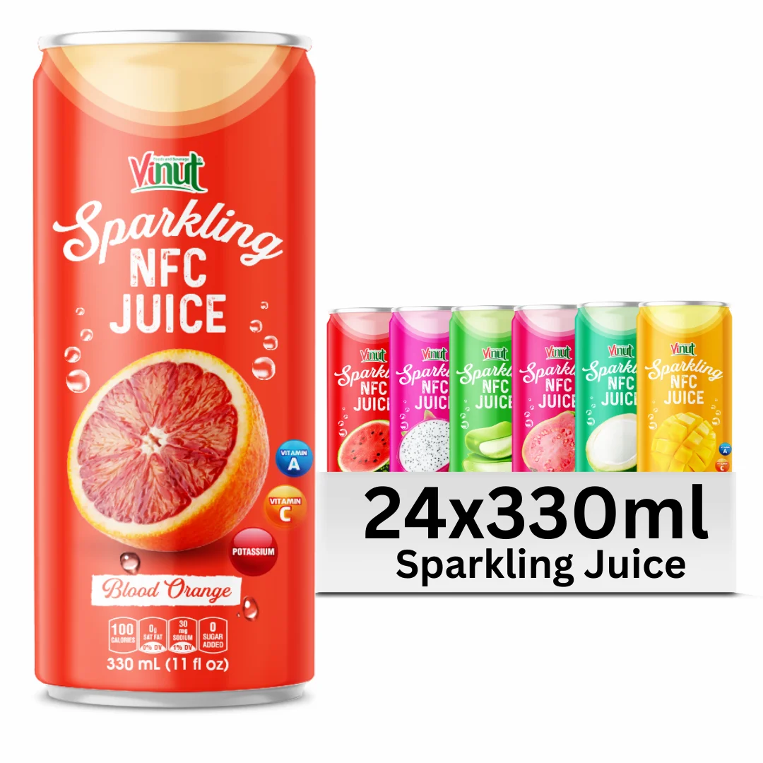 OEM/ODM & Free Sample 330ml Sparkling Orange Juice Drink - VINUT Vietnam Factory, Carbonated Beverage, Private Label, Best Price