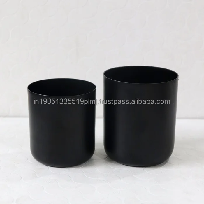 Stainless Steel candle jar With Black And White Powder Coated Metal Soy Wax Candle Jar Scented  Wax Decorative Candle Container