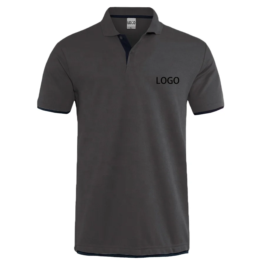 Простая повседневная быстросохнущая дышащая мужская одежда из хлопка и полиэстера с короткими рукавами футболка-поло принтом OEM на заказ