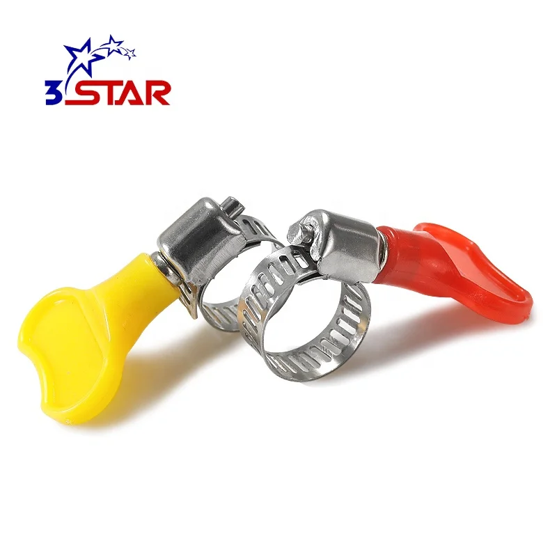 Galvanized Steel/Stainless Steel American Style Hose Clamp with Plastic Butterfly Key Handle in Multiple Colors