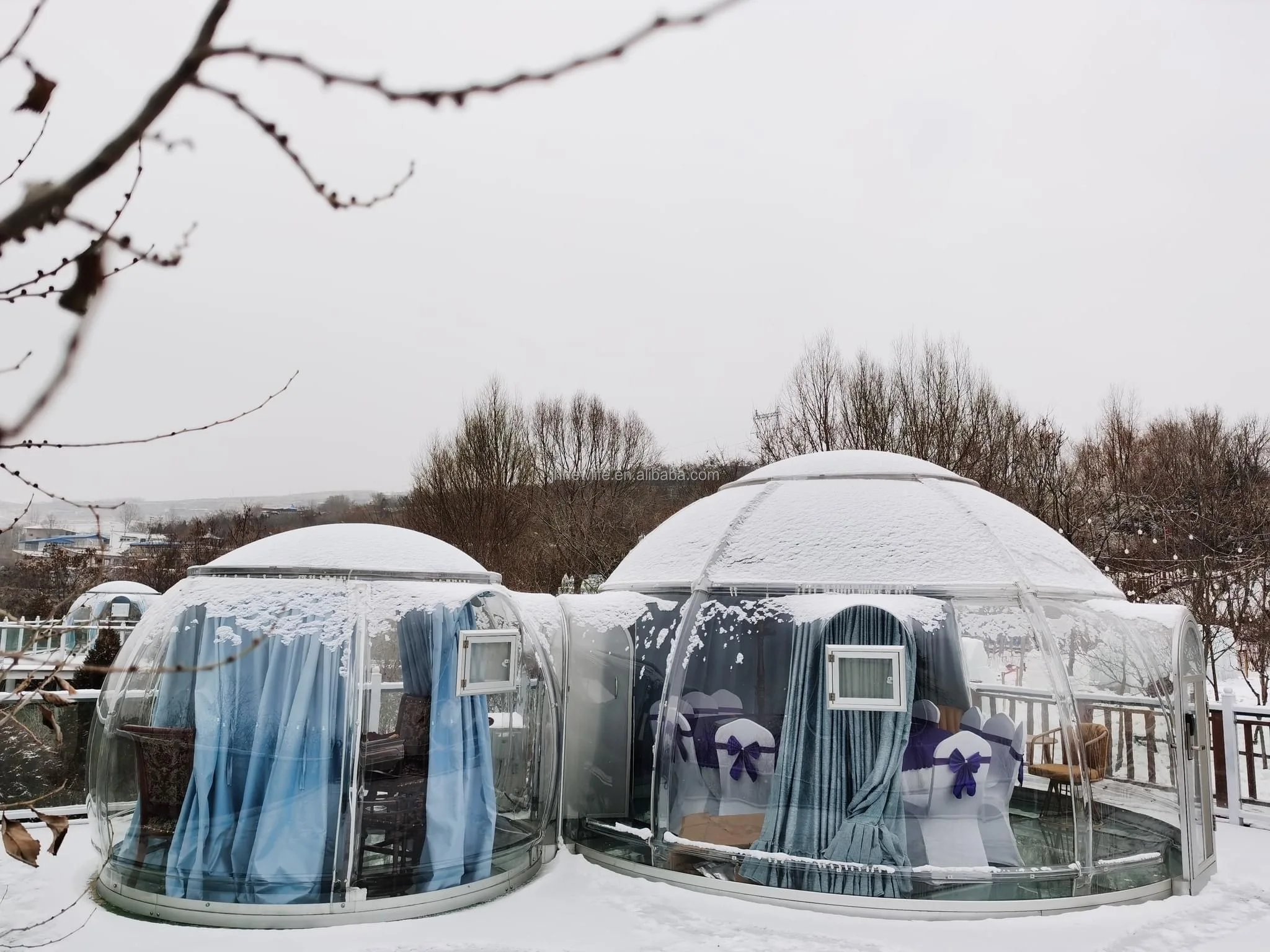 4 Seasons 3m 4m 5m 6m Igloo Glamping Luxury Outdoor pc Dome Hotel House Geodesic Domes Tent for Sale