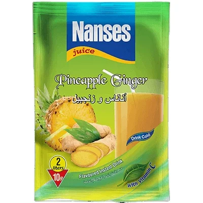 Pineapple & Ginger Instant flavoured powder juice Drink with sweet fruit taste 10 gr for 2L sachet style packaging