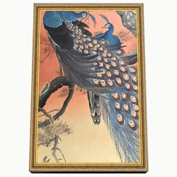 Canvas print with frame Two peacocks on a tree branch for bed room