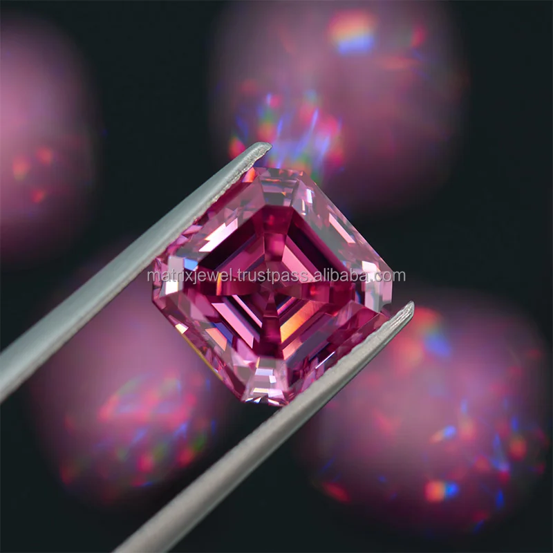 Fancy Vivid Asscher Cut Pink Diamond 1.08ct Vs1 VV1 Asscher Cut GIA Certified Lab Grown Diamond For Jewelry loose diamond cvd