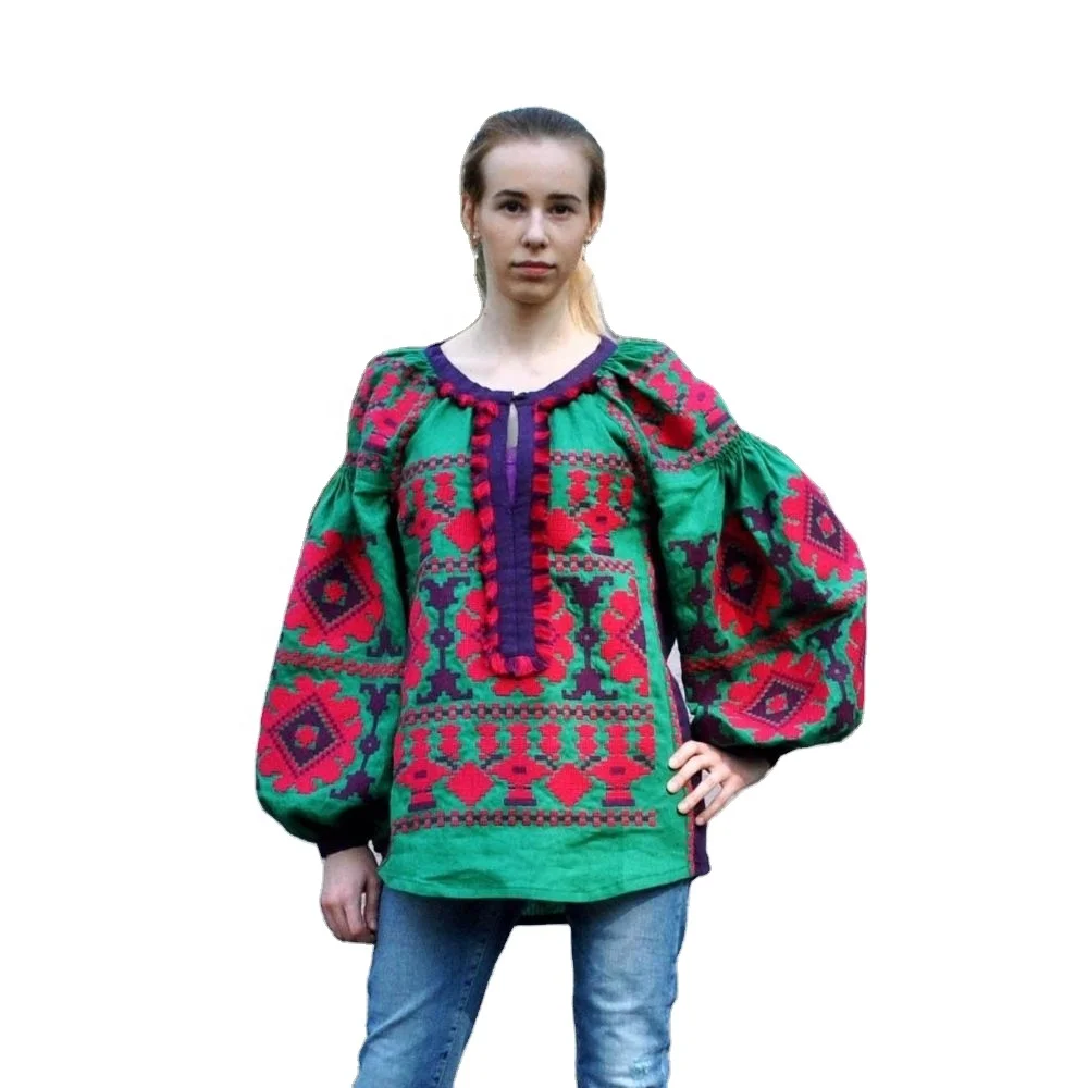 New Arrival Printed Embroidery Work Shirt Causal Tops For Woman Boho Shirt Blouse Fashion