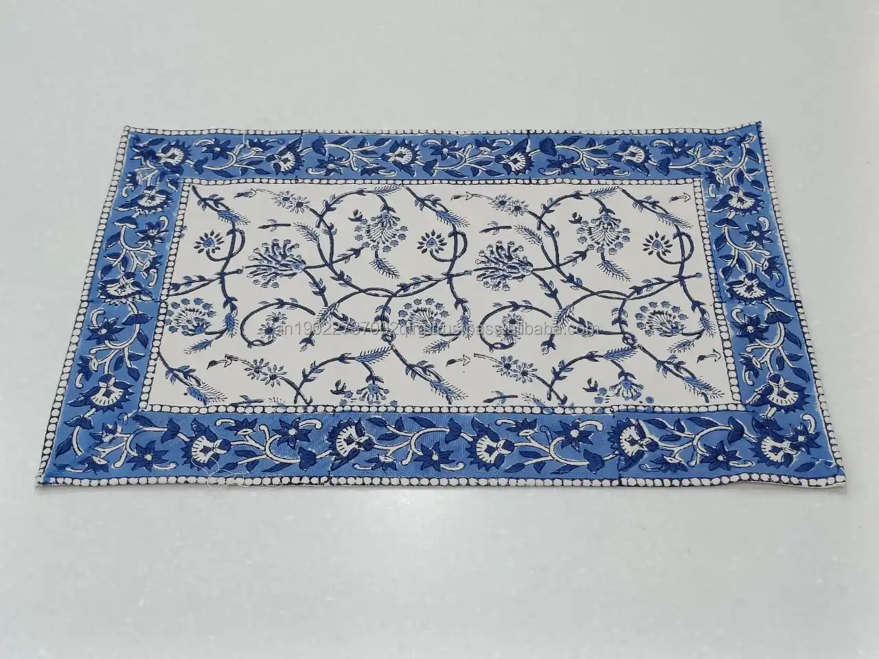 Top Quality Real Hand Block Printed Table Placemat Napkin Set of 6pcs Jaipur Jaal 100% Cotton 13'x19' / 18'x18'