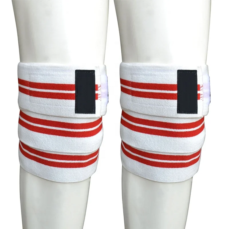Wholesale Unisex Weightlifting Knee Wraps Custom Logo Elastic knee supports wraps For Power Lifting Adjustable Knee Pad for gym