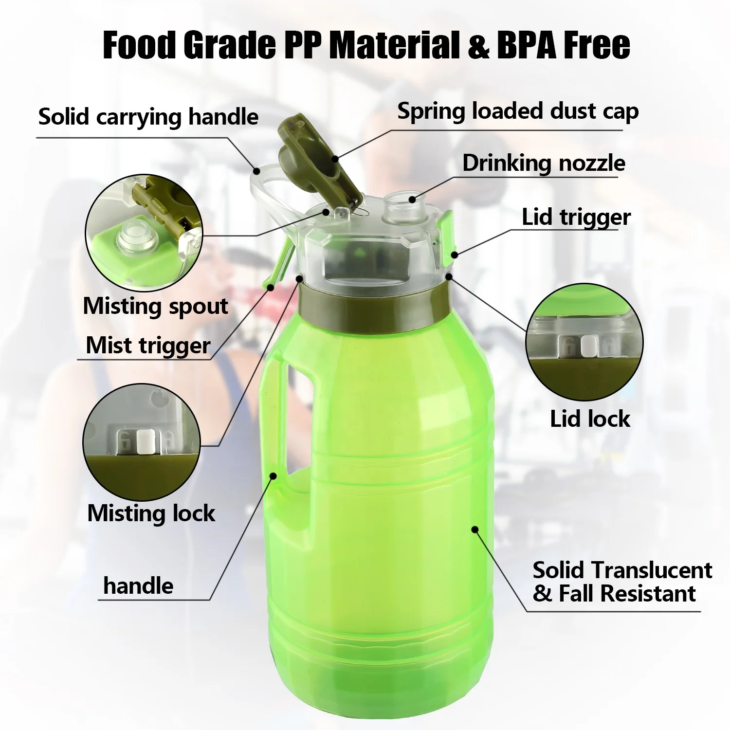 2024 новый продукт 1500 мл бутылка для воды тренировок без BPA-идеально подходит тренажерного зала большой кувшин многоразовая Спортивная спортзала