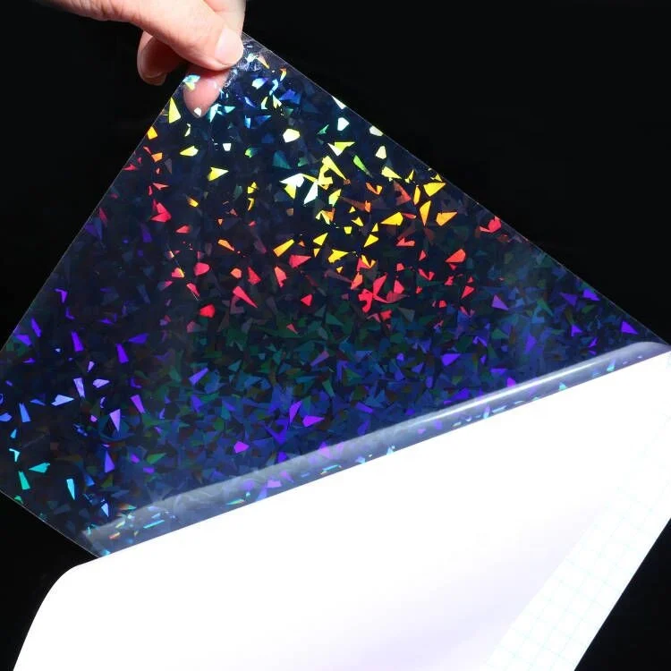 A4 Holographic Overlay Waterproof PVC BOPP Lamination Film Gem Star Rainbow Cold Laminating Roll For Photocard And Label Sticker
