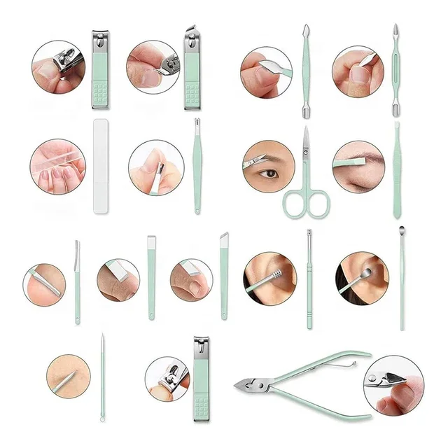 16 in 1 PU Color Manicure Set Professional Nail Clippers Manicure Set Pedicure Kit Nail Clipper Women Men Travel Nail Tool Kit