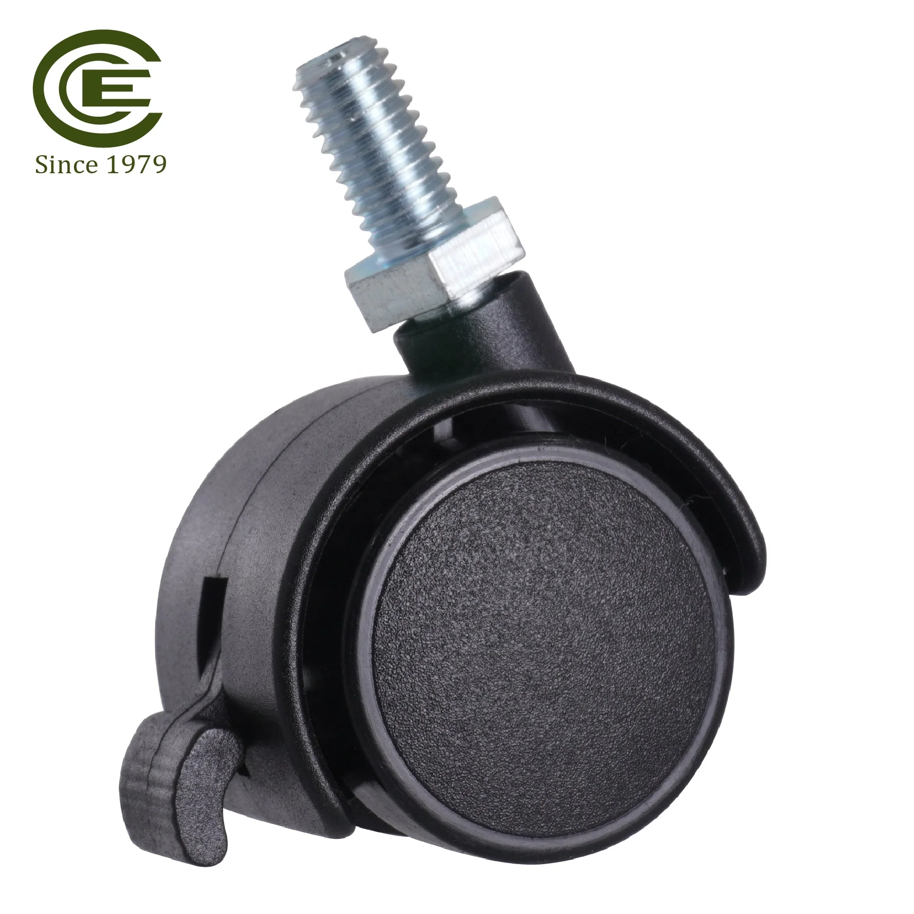 Furniture Plastic Twin Caster Nylon M8 30mm Wheels With Brake