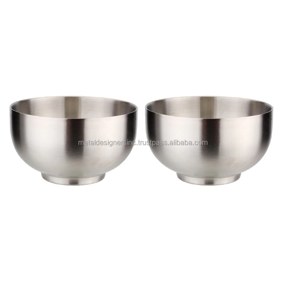Stainless Steel Bowl Set With Insulated Double Walls For Metal Snacks tableware set