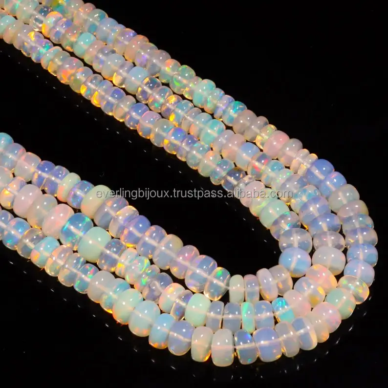 AAA Эфиопский Опал Гладкий Rondelle Welo Opal Multi Colour простой мульти огонь ручной работы оптом