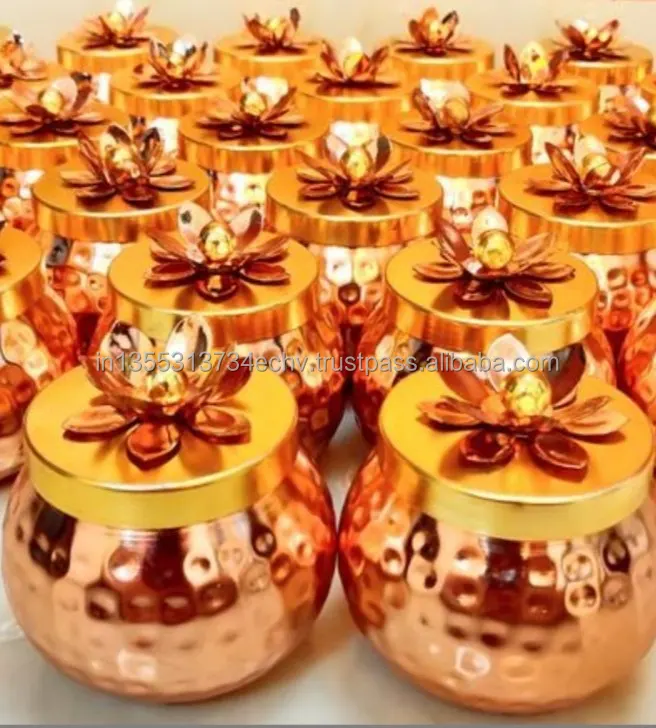 Hammered Metal Jars 4 inch with Lid Storage Jar for Wedding Gifts Baby Shower Return Gifts Candy Sweet Box