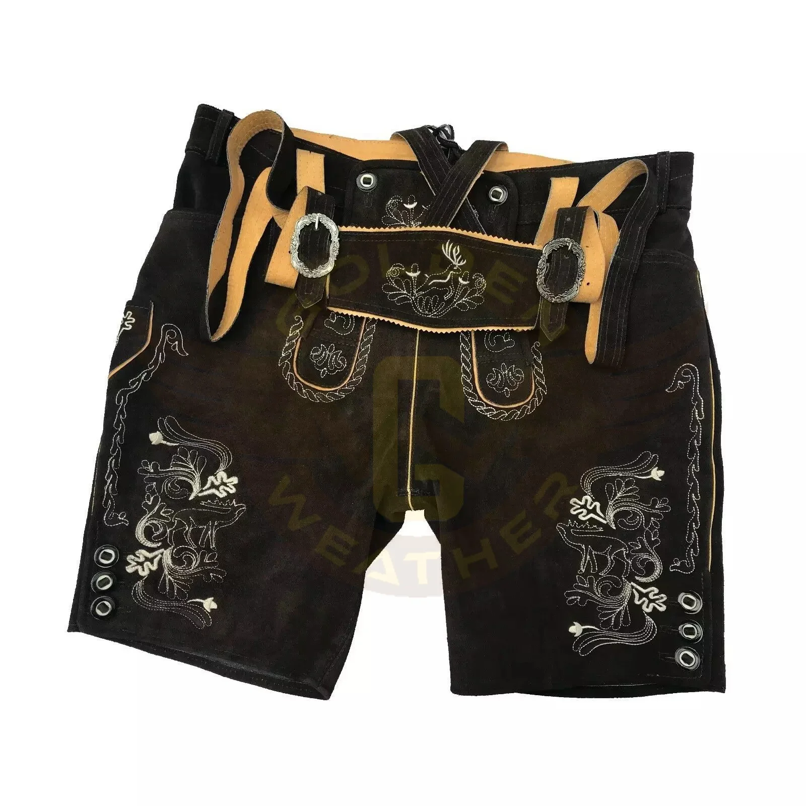 Golden Manufacturer Customized New Genuine Suede Bavarian Shorts Men Shorts Lederhosen Bavarian Garments
