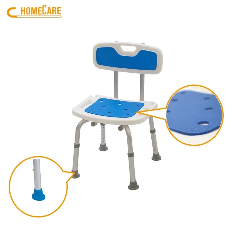 Wholesale Lightweight Durable Aluminum EVA Foam Shower Chair Bathroom Chair for Adult