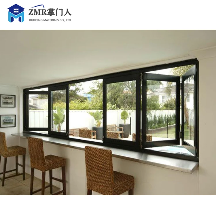 Алюминиевые закаленные стеклянные окна современные звукоизоляционные складные