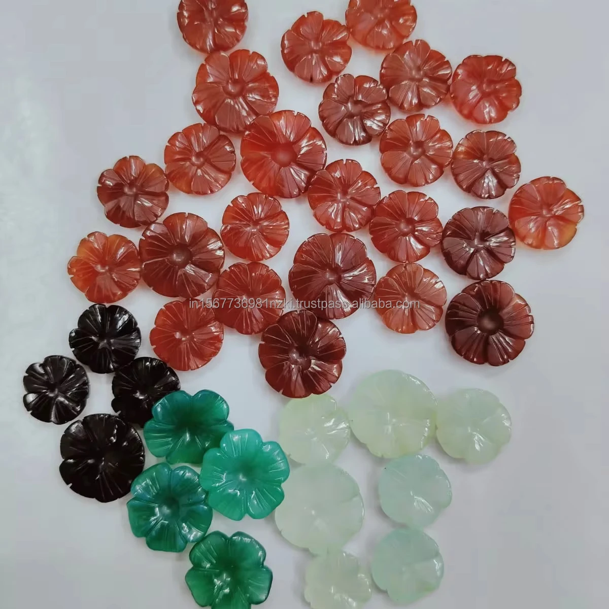 AAA+ Grade Onyx Flower Carved Gemstone Natural Onyx Flower Shape Gemstone Loose Stone Carving for Hand Made Making