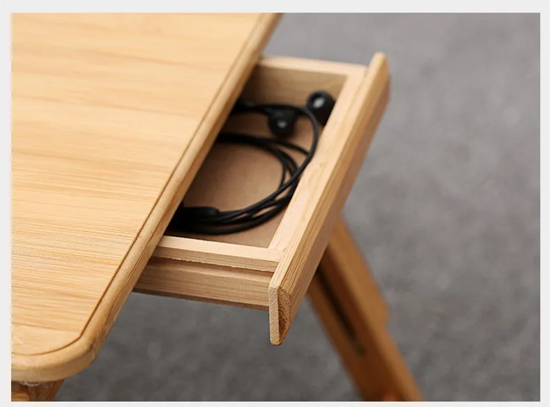Height Adjustable Folding Home Room Bed Study Bamboo Laptop table