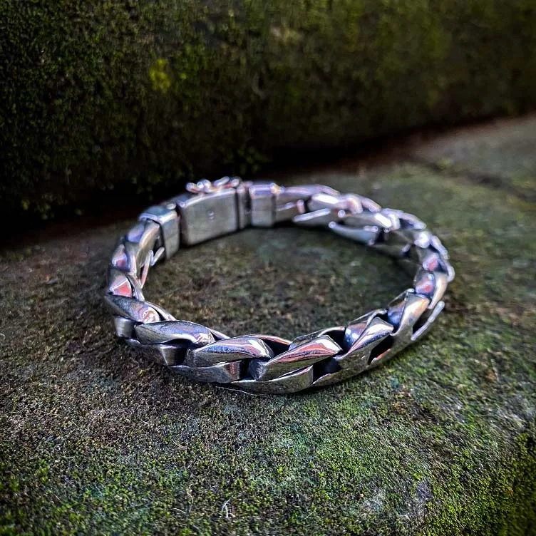 NY-CHB052-Sterling Silver Mens Bikers Chain Thick Link Bracelet Suitable For Daily Use Gift For Men And Women