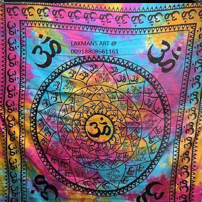 Om Mandala Multi Colours Cotton Printed Queen Size Bed sheets/ Wall Hangings Wholesale Supplier India celtic star print tapestry