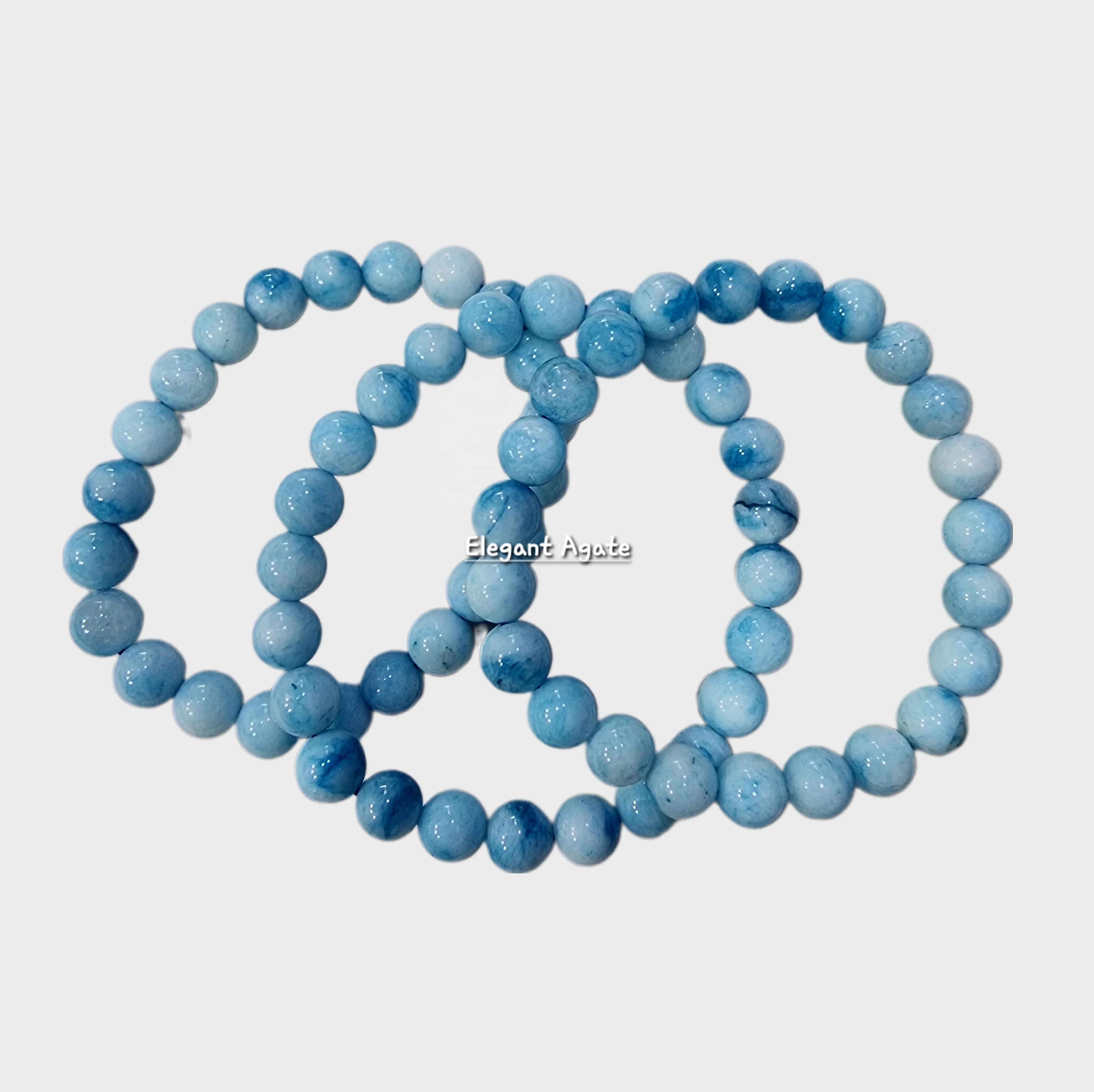 WHOLESALE NATURAL LARIMAR BRACELET BEAUTIFUL GEMSTONE BLUE LARIMAR ROUND BEAD ELASTIC BRACELETS  FOR HEALING JWELLREY MEDIDATION