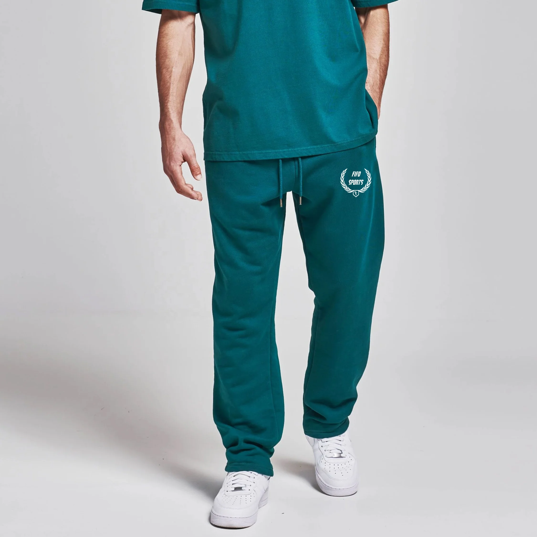 100% cotton French terry Sweatpants men Wholesale Oem Sweatpants Grey Straight Men Wide Leg Sweatpants For Men