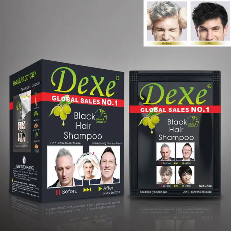 two in one Dexe permanent black hair shampoo herbal ammonia  free ppd free health no dark skin Original factory private albe OEM