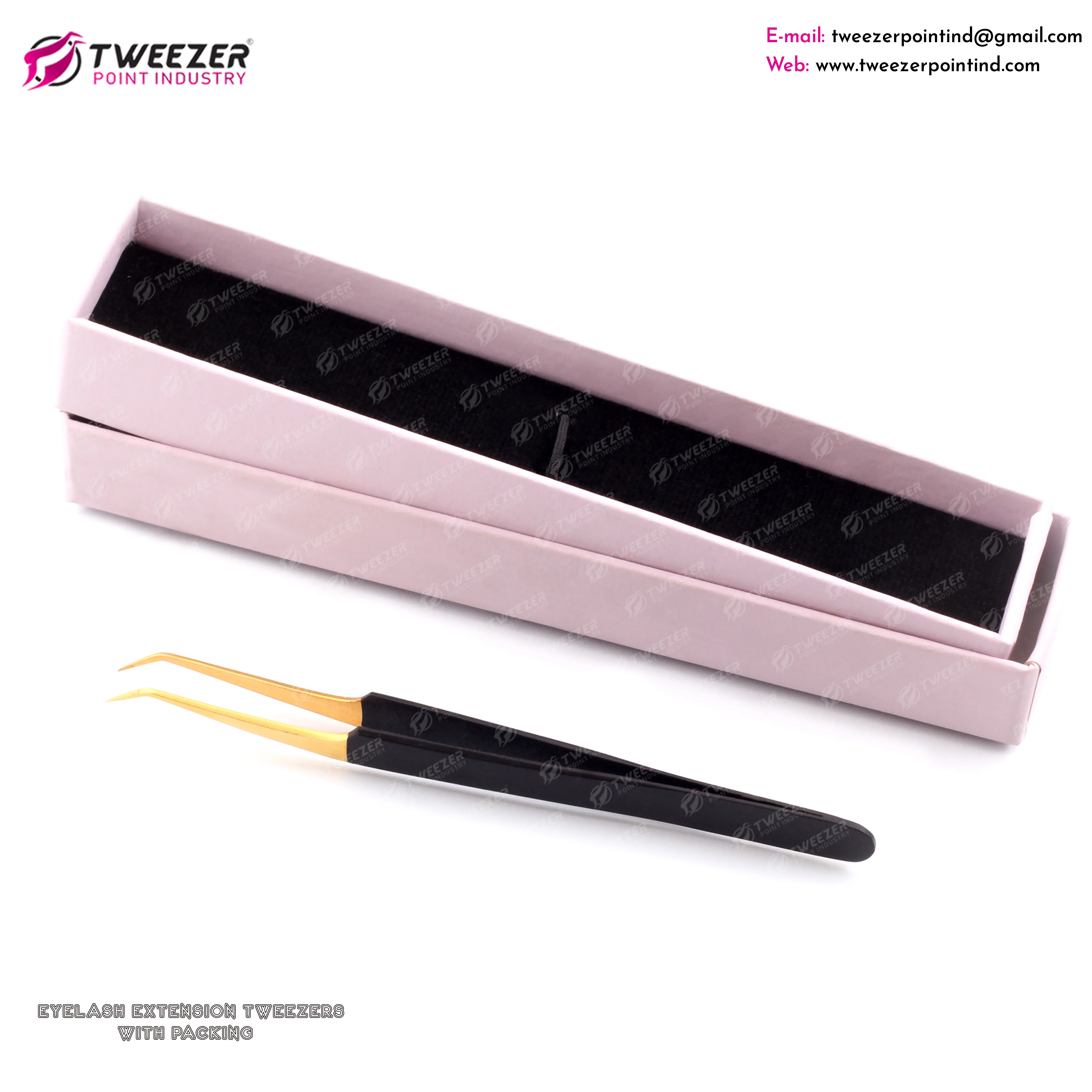 Curved Tweezers with 1 pc box packing Eyelash Extension Tweezers paper coated Tweezers Perfect choice For Professionals