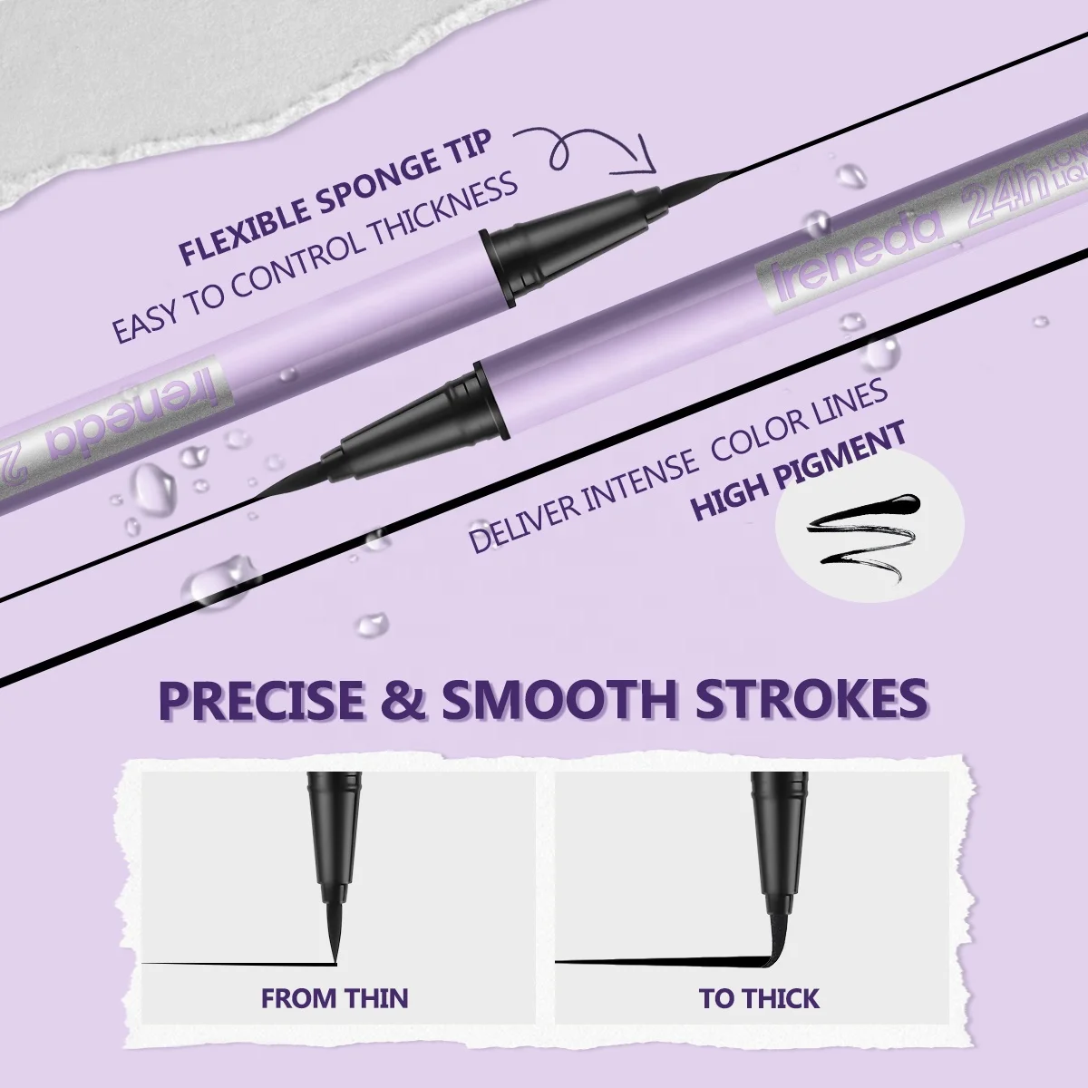 IRENEDA IR01 Eyeliner Manufacturing Smooth Flexible Tip Liquid Eyeliner