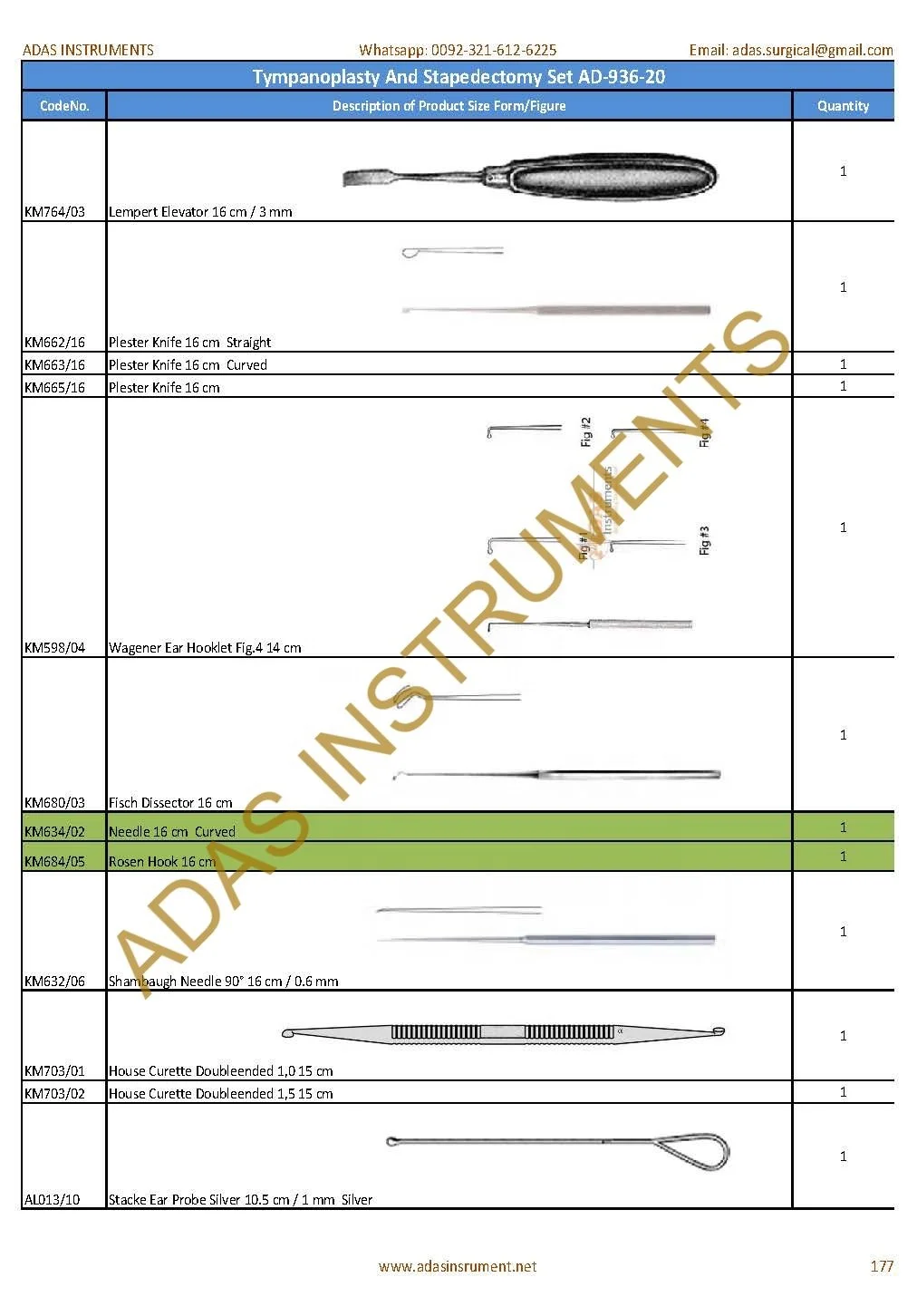 Tympanoplasty And Stapedectomy instruments Set