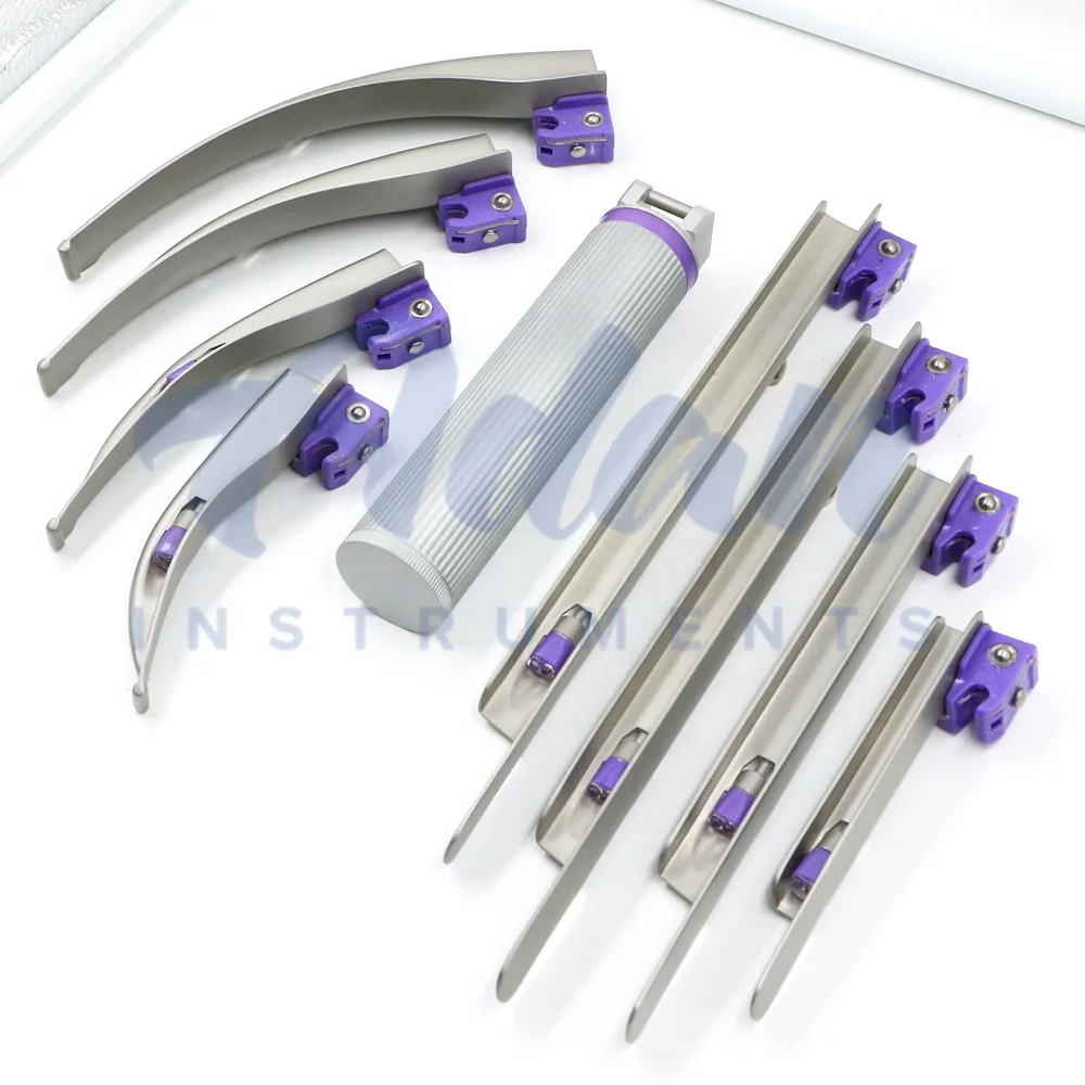 UV Max Double LED Single Use Laryngoscope Set of Macintosh Miller Laryngoscope with Handle by ADAN INSTRUMENTS