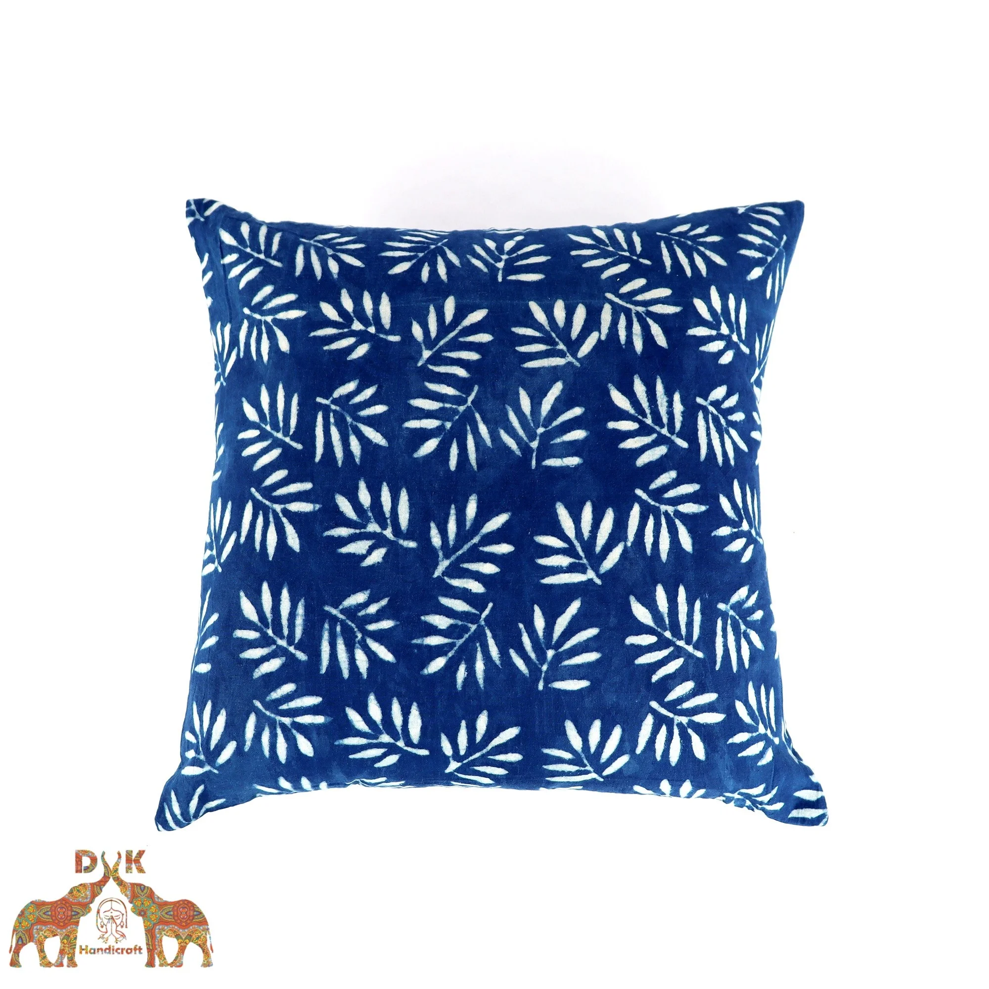 Наволочка с принтом листьев из хлопка и индиго