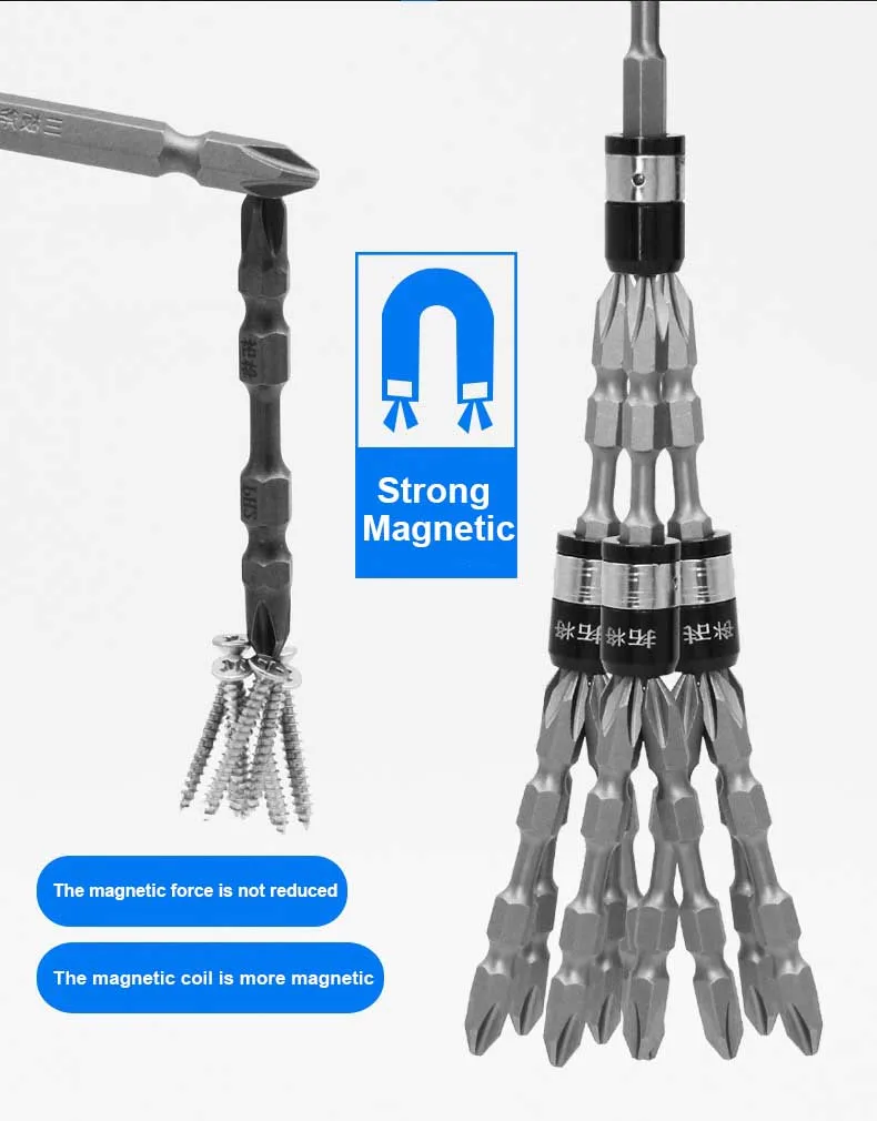 TOOLJOY Factory Hot-selling magnetic ring screwdriver bits in High Quality PH2 Double end Screwdriver Bit for Powerful tools