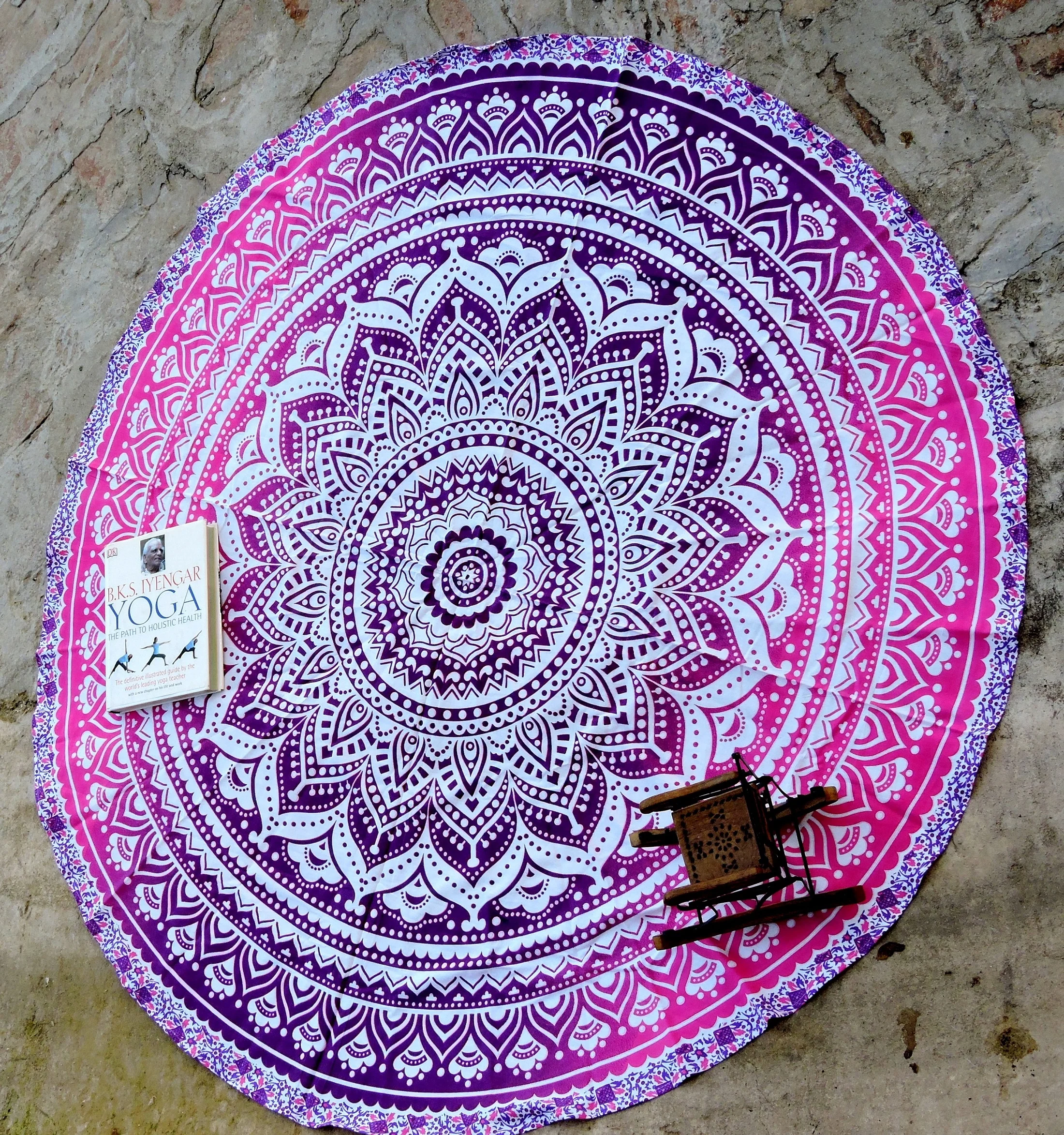 mandala roundie cotton holiday Cheap Mandala Beach Towel Table Cloth Round With Pom Pom Lace Tapestry Beach Towel Tapestry