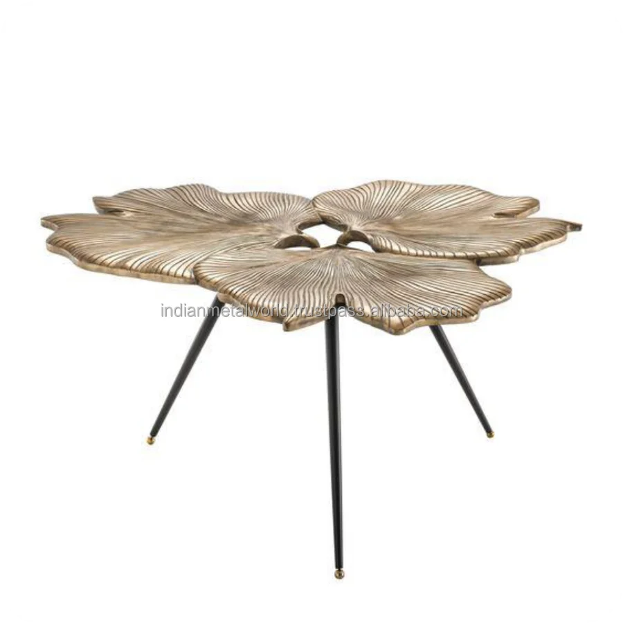 INDIAN METAL WORLD AMOEBA SHAPED BED SIDE TABLE ( WITH GOLD FINISH)