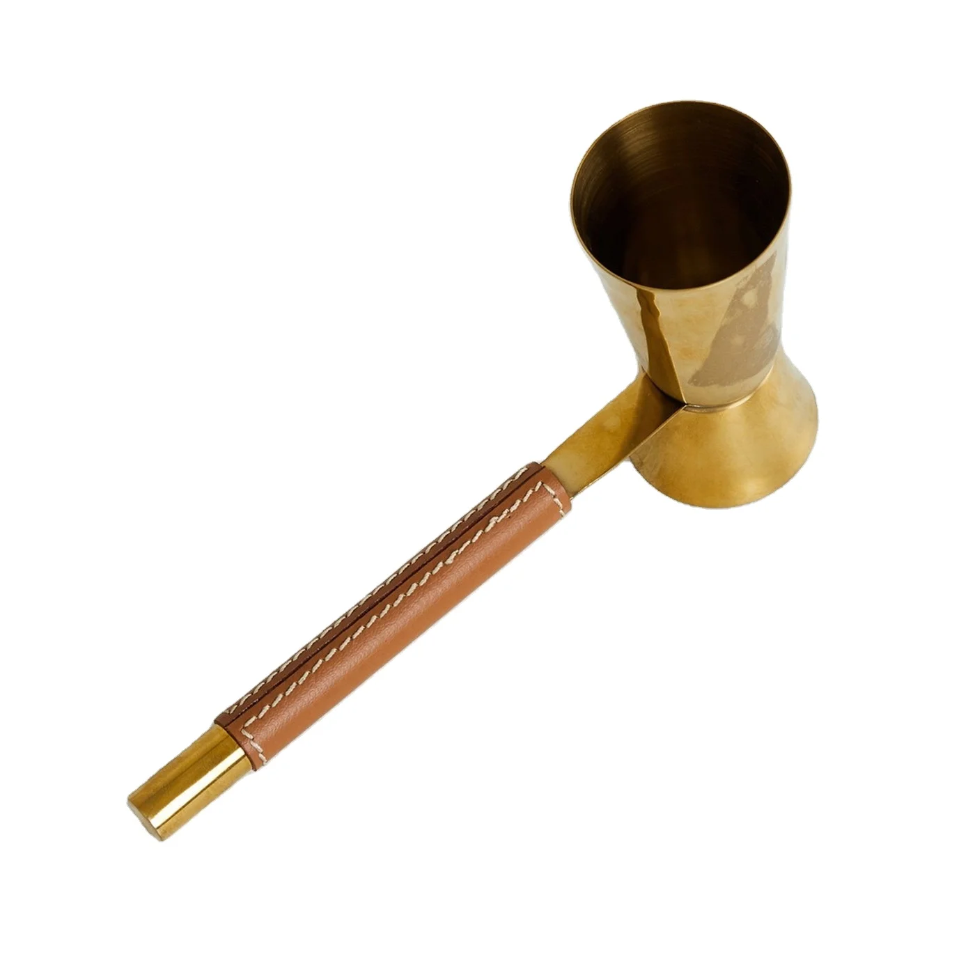 Wine Cocktail Steel Golden measure jigger 1oz 5oz 2oz copper bar jigger with leather handle