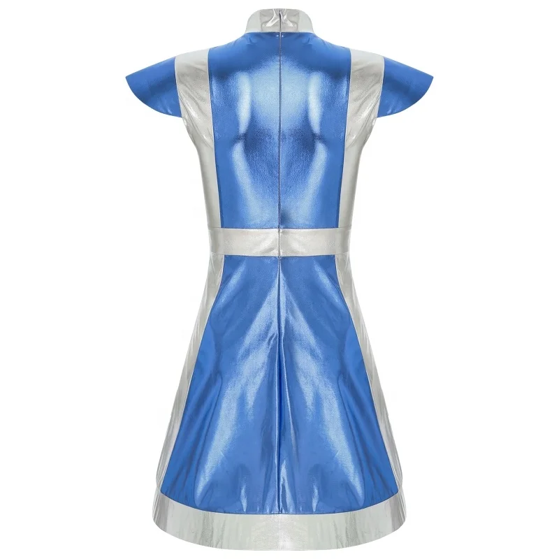 Womens Space Fighter Alien Dress-Up Costume Cap Sleeve Dance Classic Clothes Dress For Halloween Cosplay Adult Dance Clothes