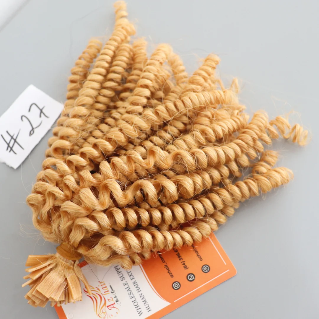 12A Grade Virgin No Synthetic Fiber Flat Tip Finger Curly Color Hair Extensions Vietnamese Hair