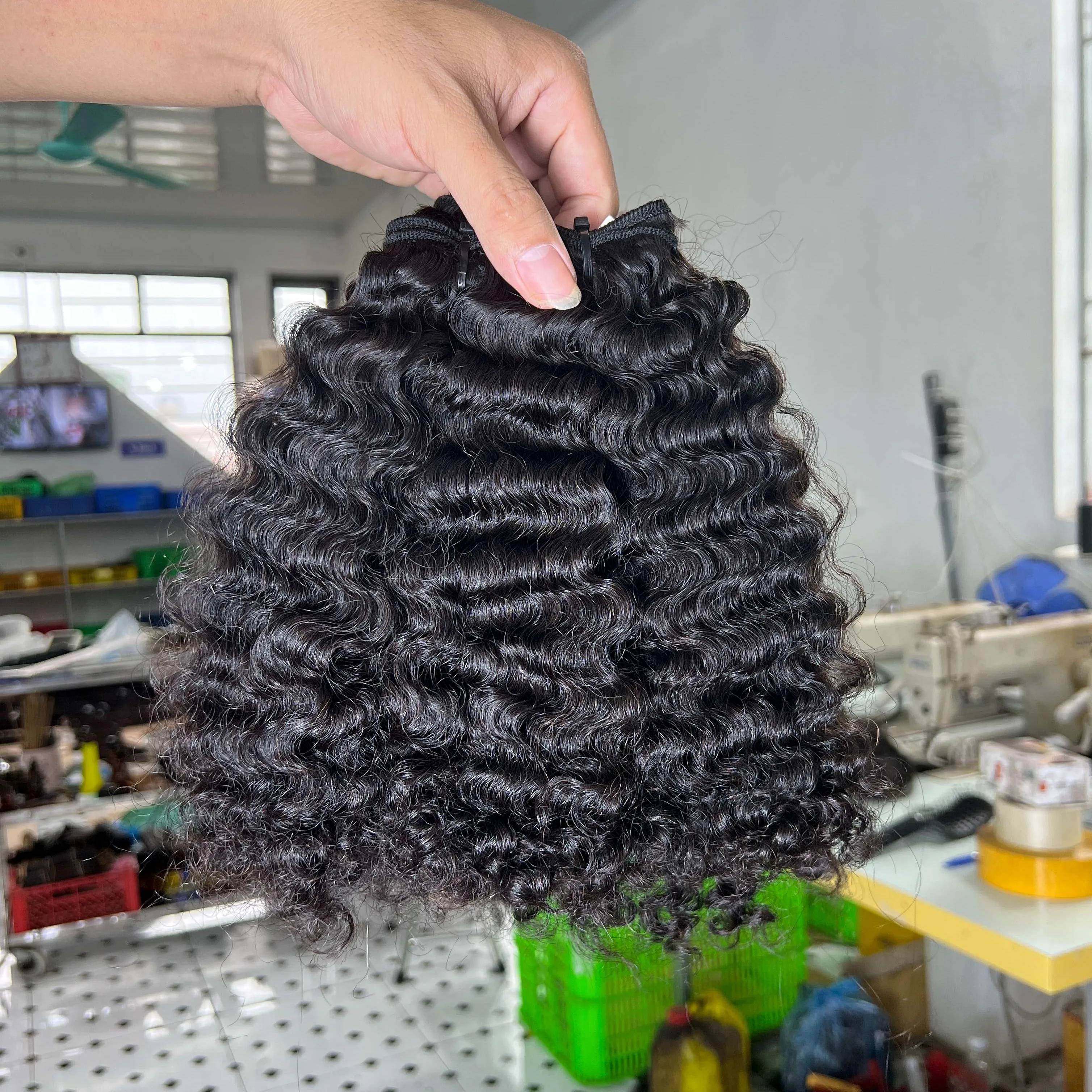Non chemical 100% Vietnamese burmese curly bundle unprocessed natural color burmese curly hair extensions