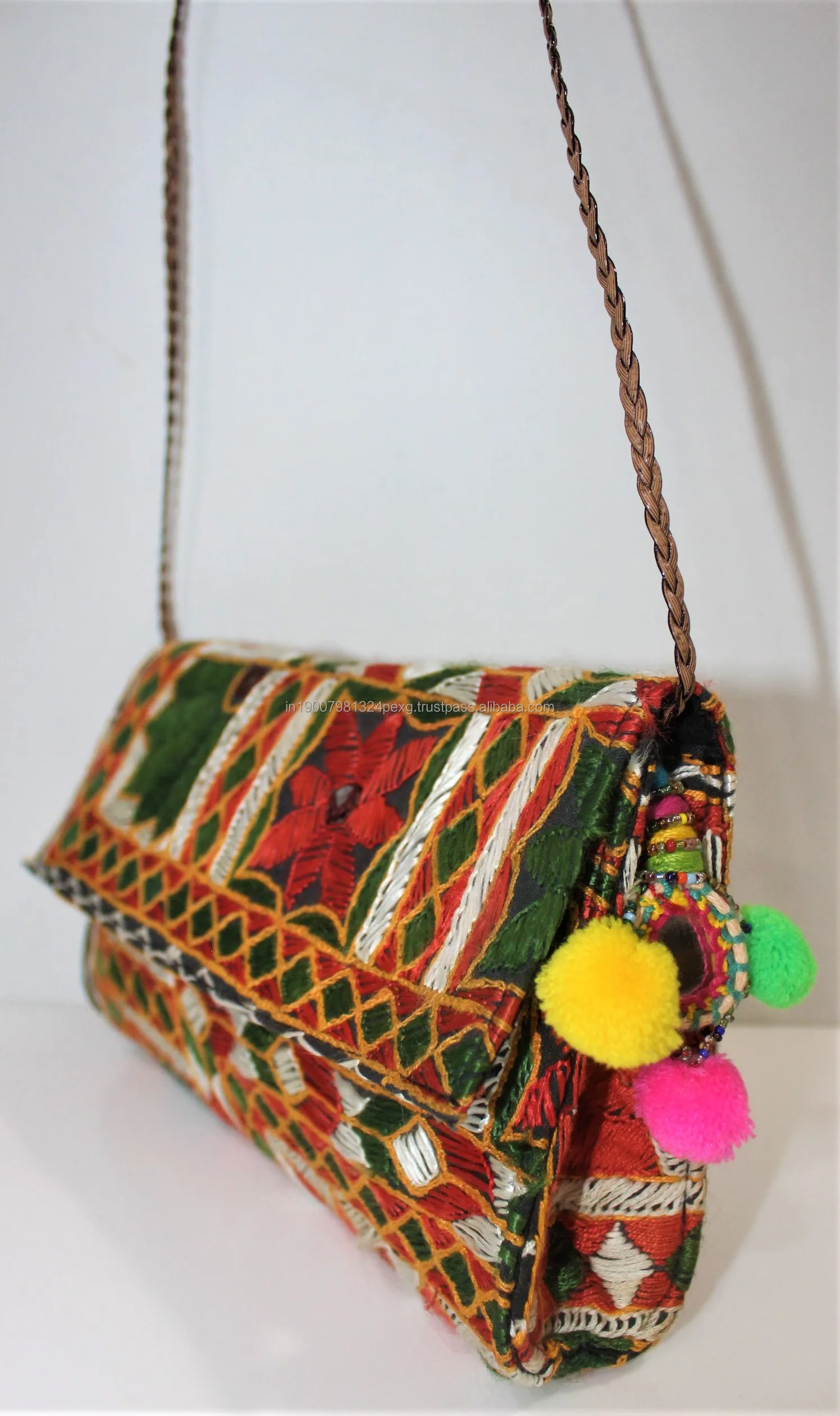 Indian Vintage Handmade Boho Beautiful Mirror Clutch Bag