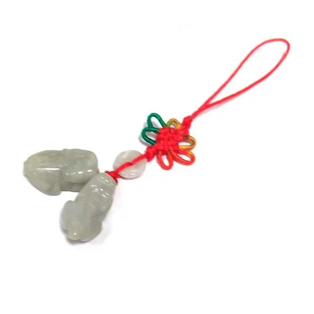 Jade twin Pi Xiu pendant carved statues Feng Shui Pi Yao natural gemstone pendants hanging ornament for Chinese festival