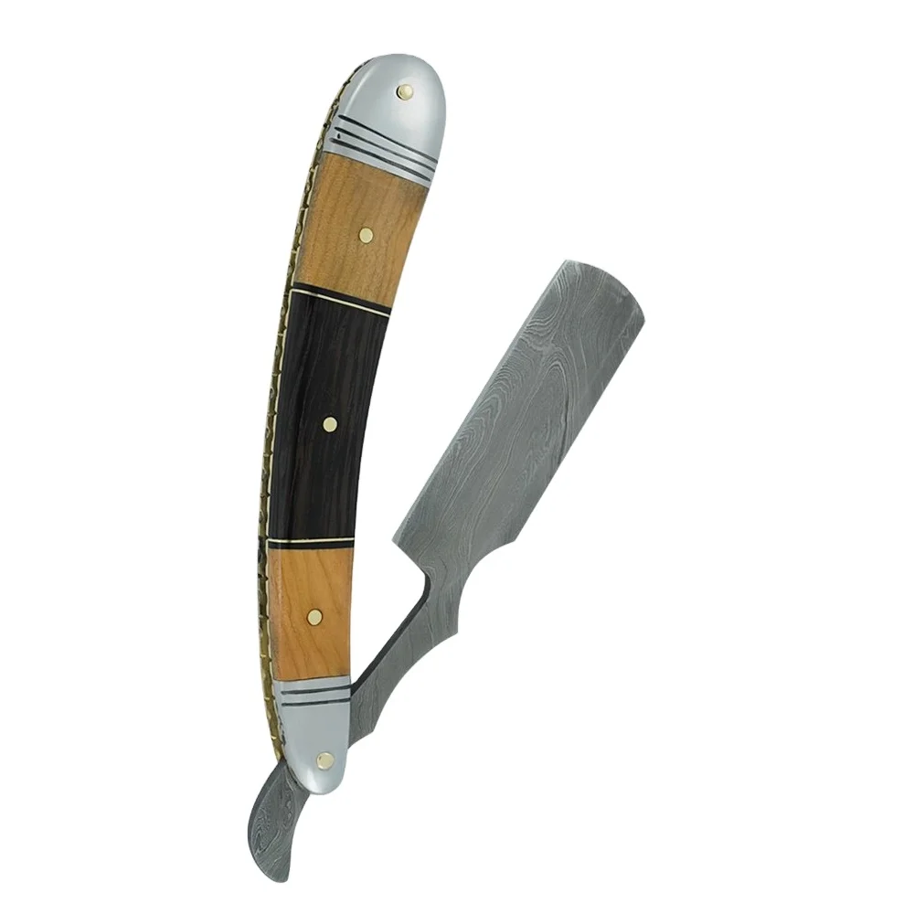 Дамасская стальная прямая Бритва для стрижки горла Парикмахерская салонная бритва ручная работа цветная полноразмерная ручка