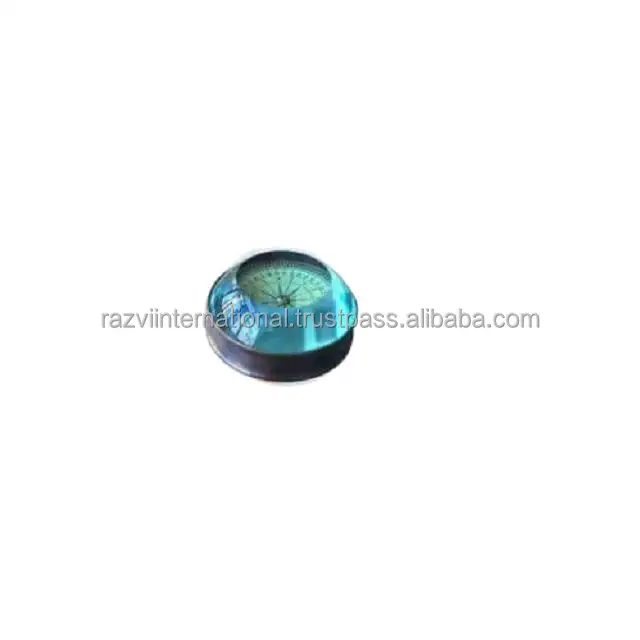 Metal base glass top  nautical direction compass