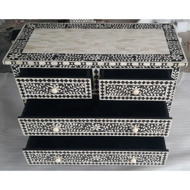 Indian Horn & Bone Inlay Chest of Drawer