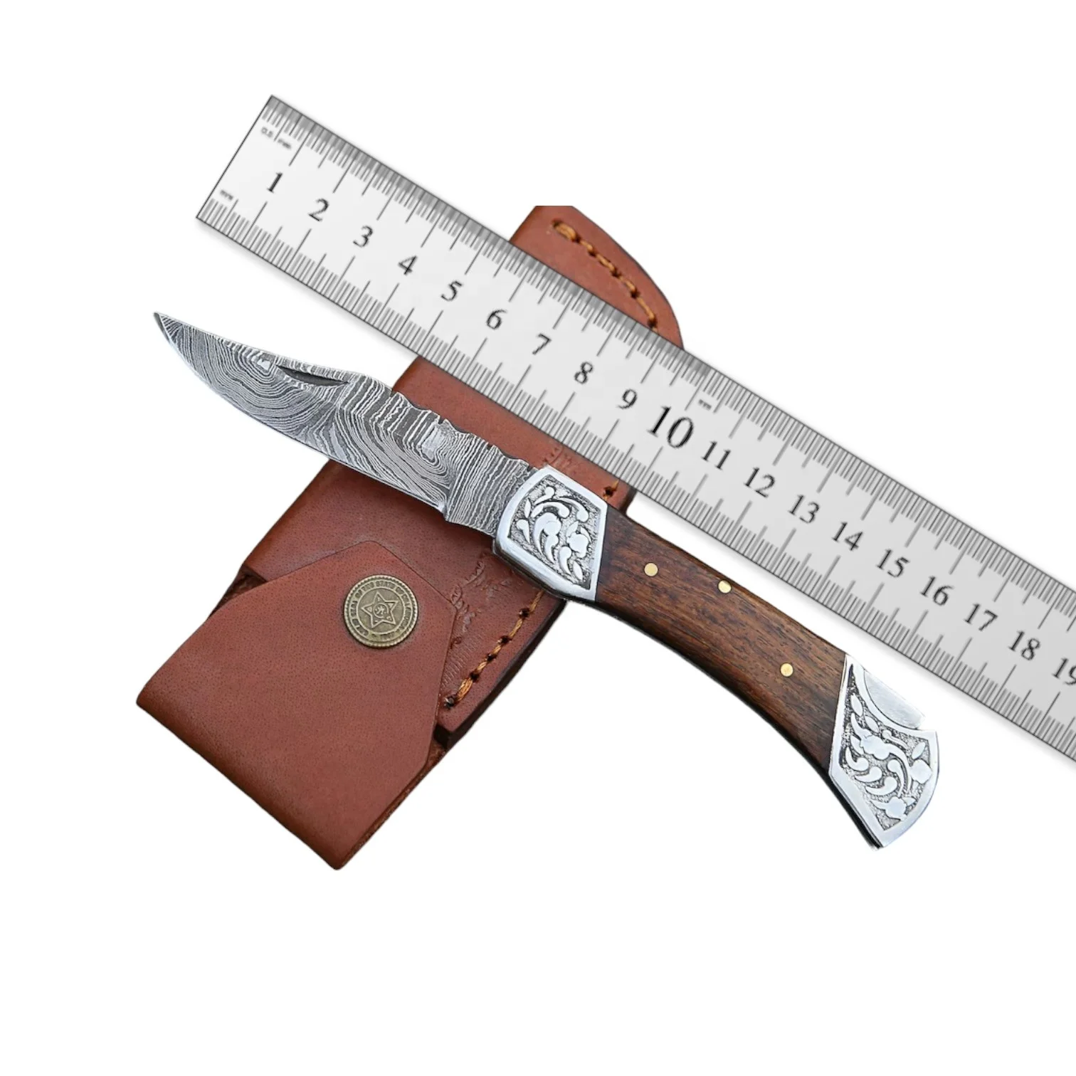 Складной карманный нож ручной работы из Дамаска с 3 дюймовыми лезвиями экзотическая деревянная ручка кожаный чехол гравировкой для полезного использования оптовая продажа