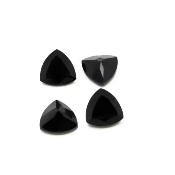 4mm Natural Black Onyx Faceted Trillion Cut Top Quality Semi Precious Loose Gemstones At Sale For Jewelry Making Shop Online Now