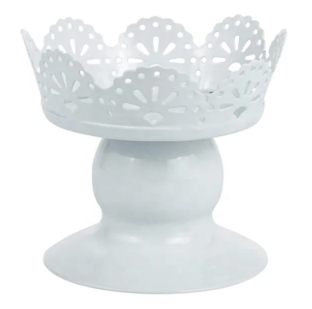 Customizable Unique And Decorative Metal Iron White Powder Coated Cake Stand Or Cake Display Stand For Parties And Wedding