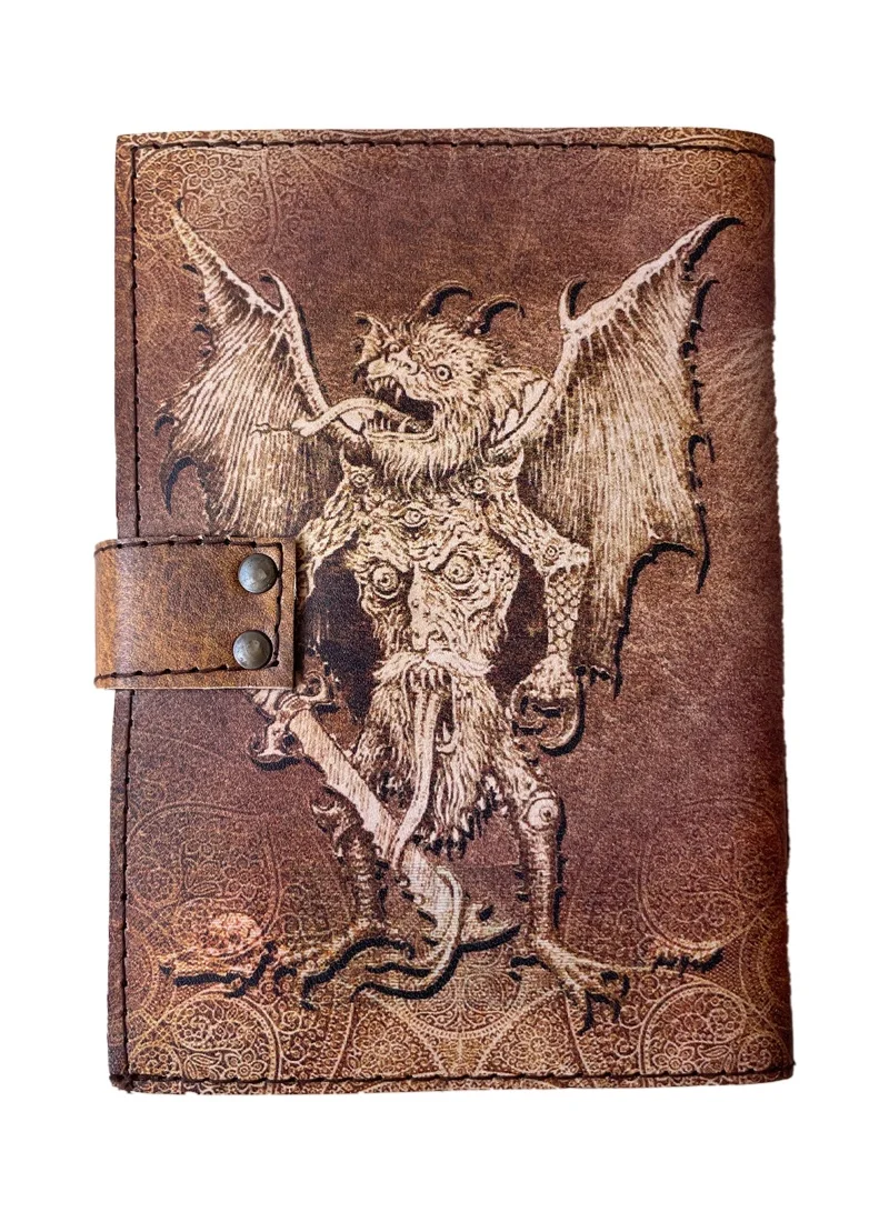 Leather Journal Dragon Retro Collage Design Man DND Handmade Cotton Vintage Paper Notebook & Sketchbook Drawing planner Diary